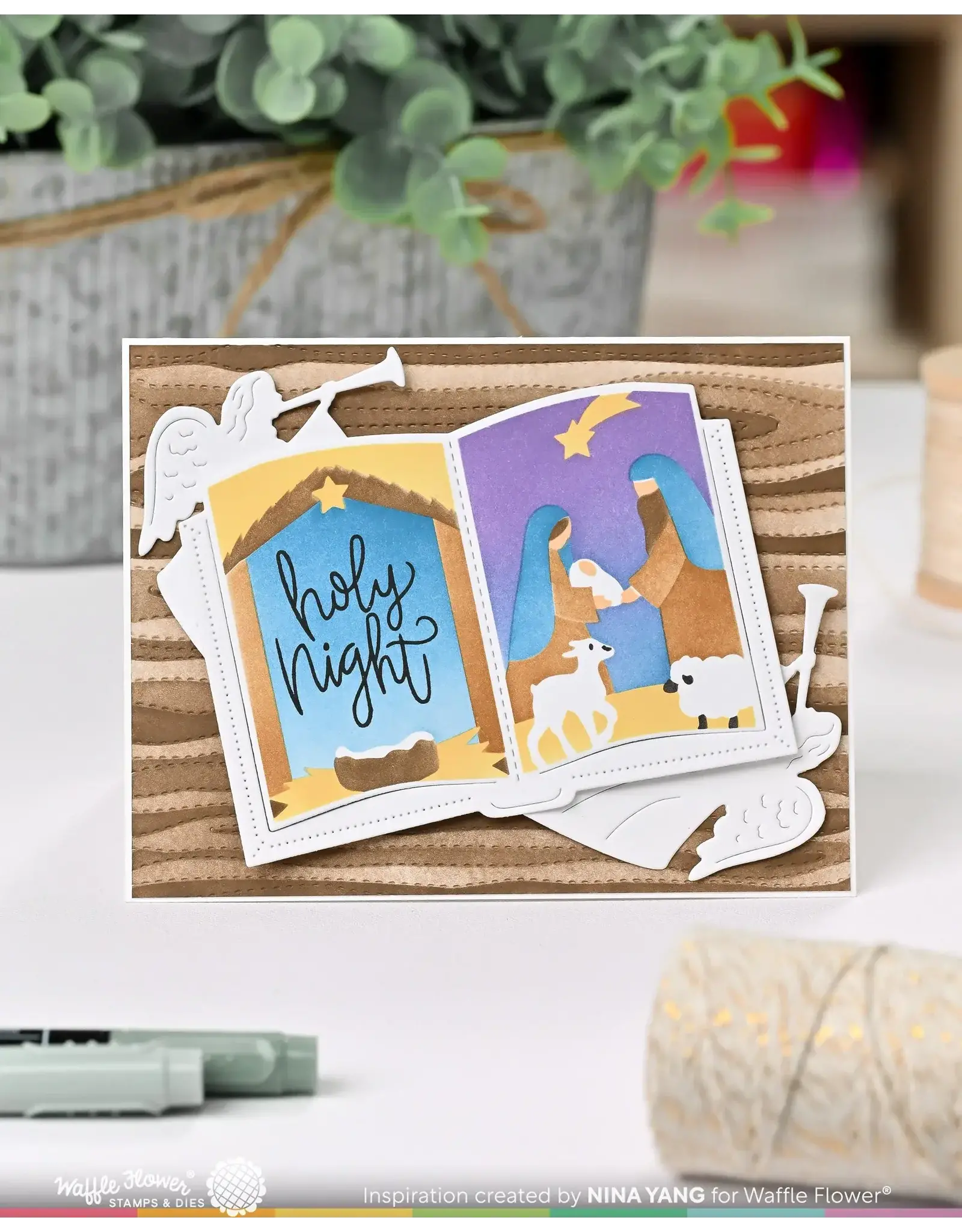 WAFFLE FLOWER WAFFLE FLOWER OPEN BOOK HOLIDAY SAYINGS CLEAR STAMP SET