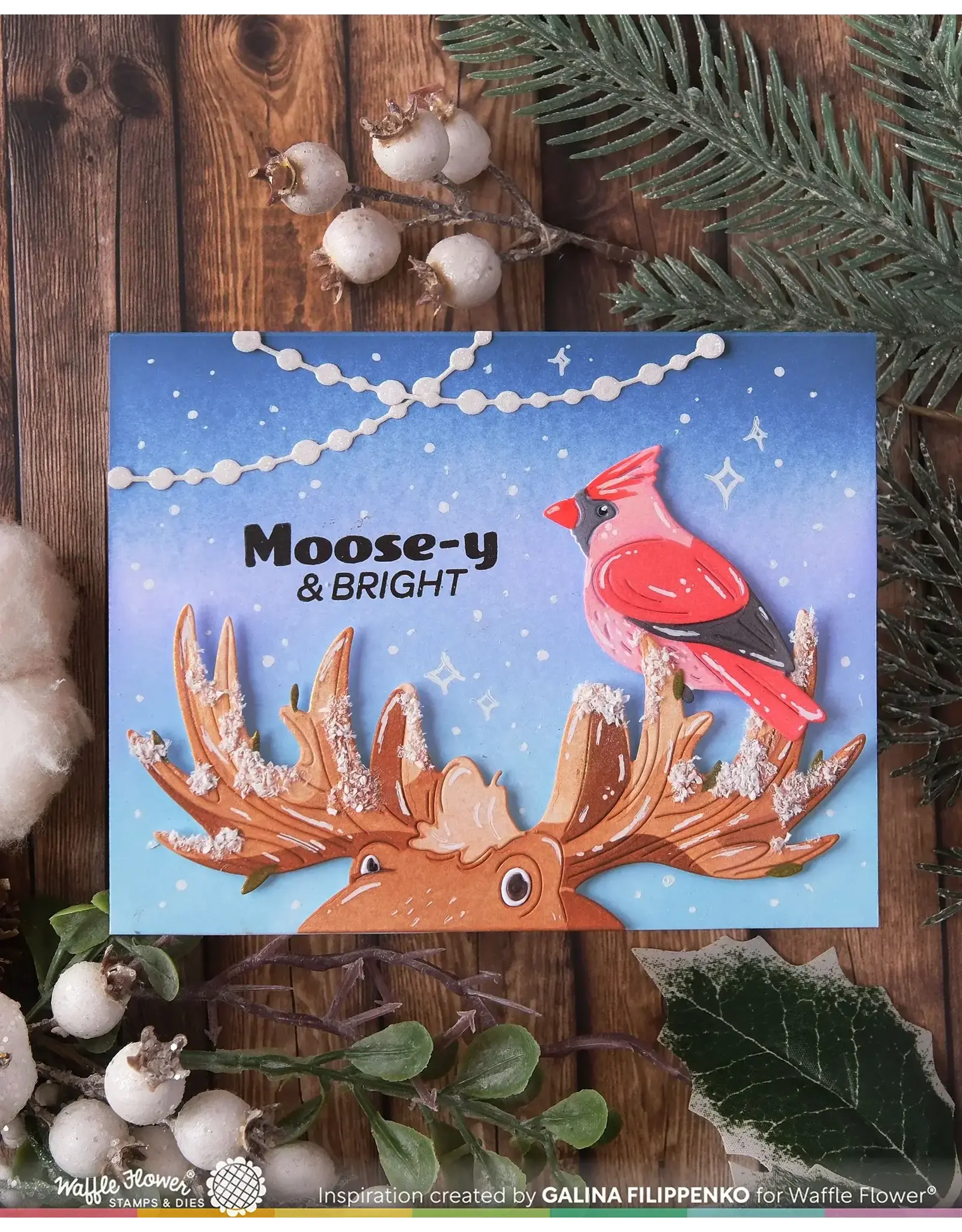 WAFFLE FLOWER WAFFLE FLOWER HOLIDAY MOOSE DIE-N-STENCIL