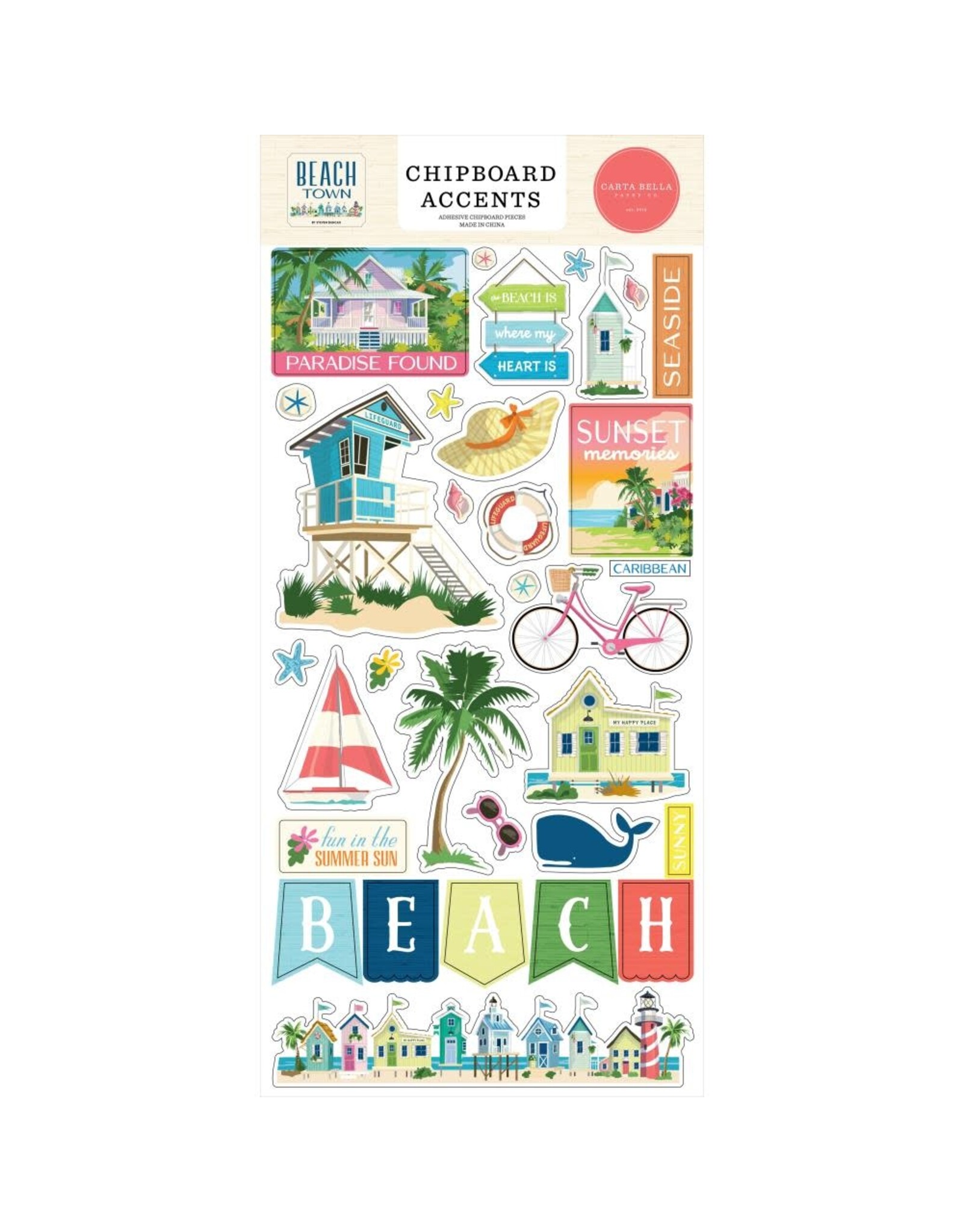 CARTA BELLA CARTA BELLA BEACH TOWN 6x13 CHIPBOARD ACCENTS