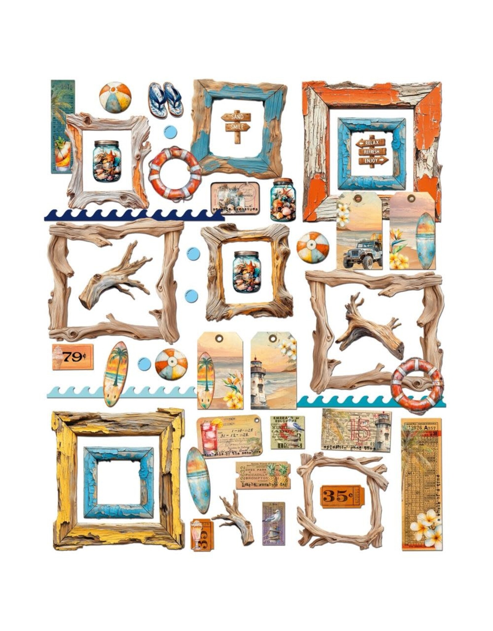 49 AND MARKET 49 AND MARKET BEACH VIBES DIE-CUT ELEMENTS 48 PIECES