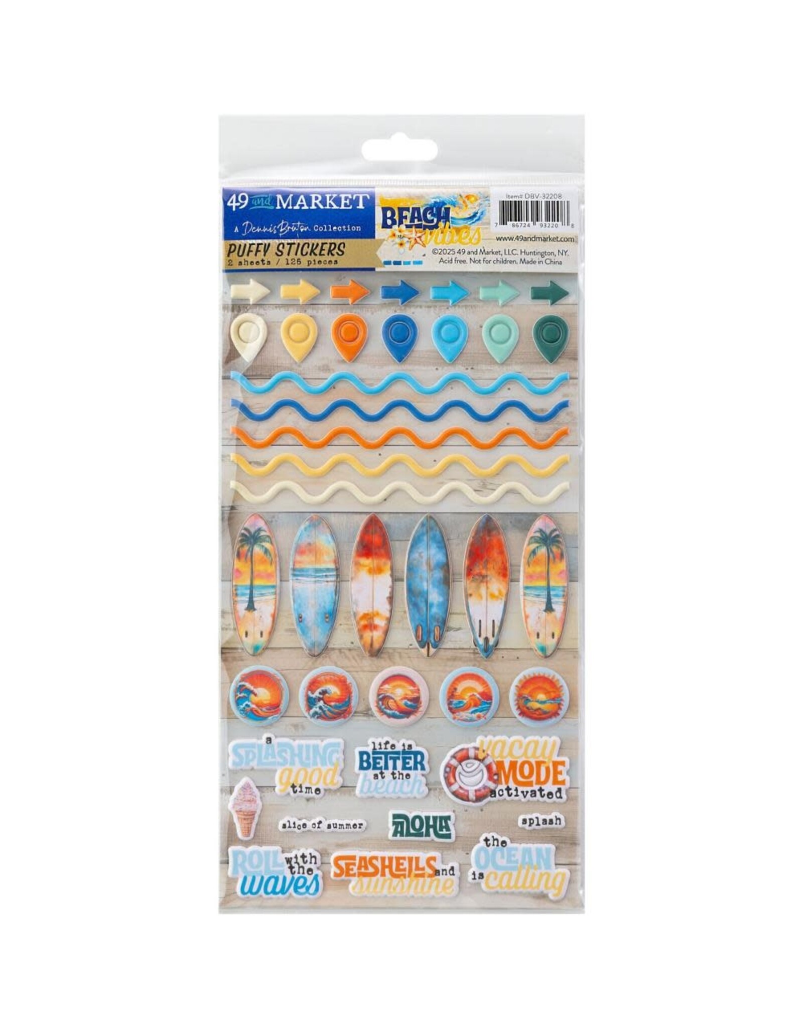 49 AND MARKET 49 AND MARKET BEACH VIBES PUFFY STICKERS
