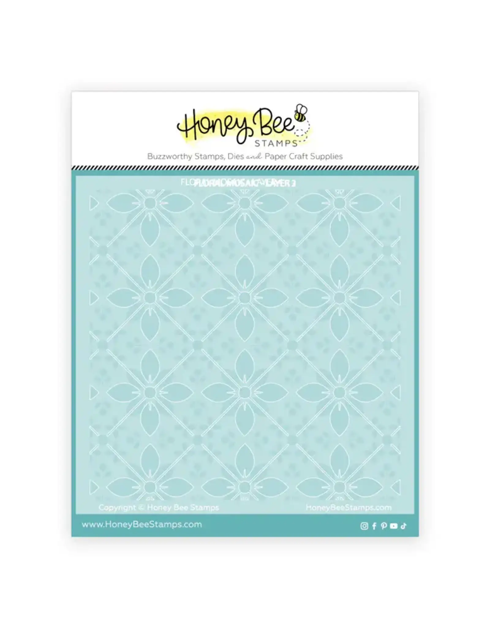 HONEY BEE HONEY BEE STAMPS FLORAL MOSAIC 6x6 LAYERING STENCIL SET 4/PK