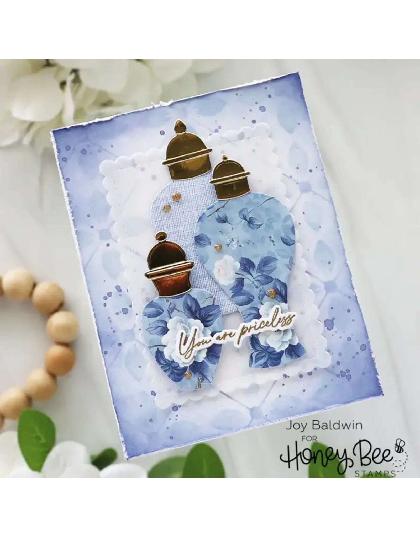 HONEY BEE HONEY BEE STAMPS FLORAL MOSAIC 6x6 LAYERING STENCIL SET 4/PK