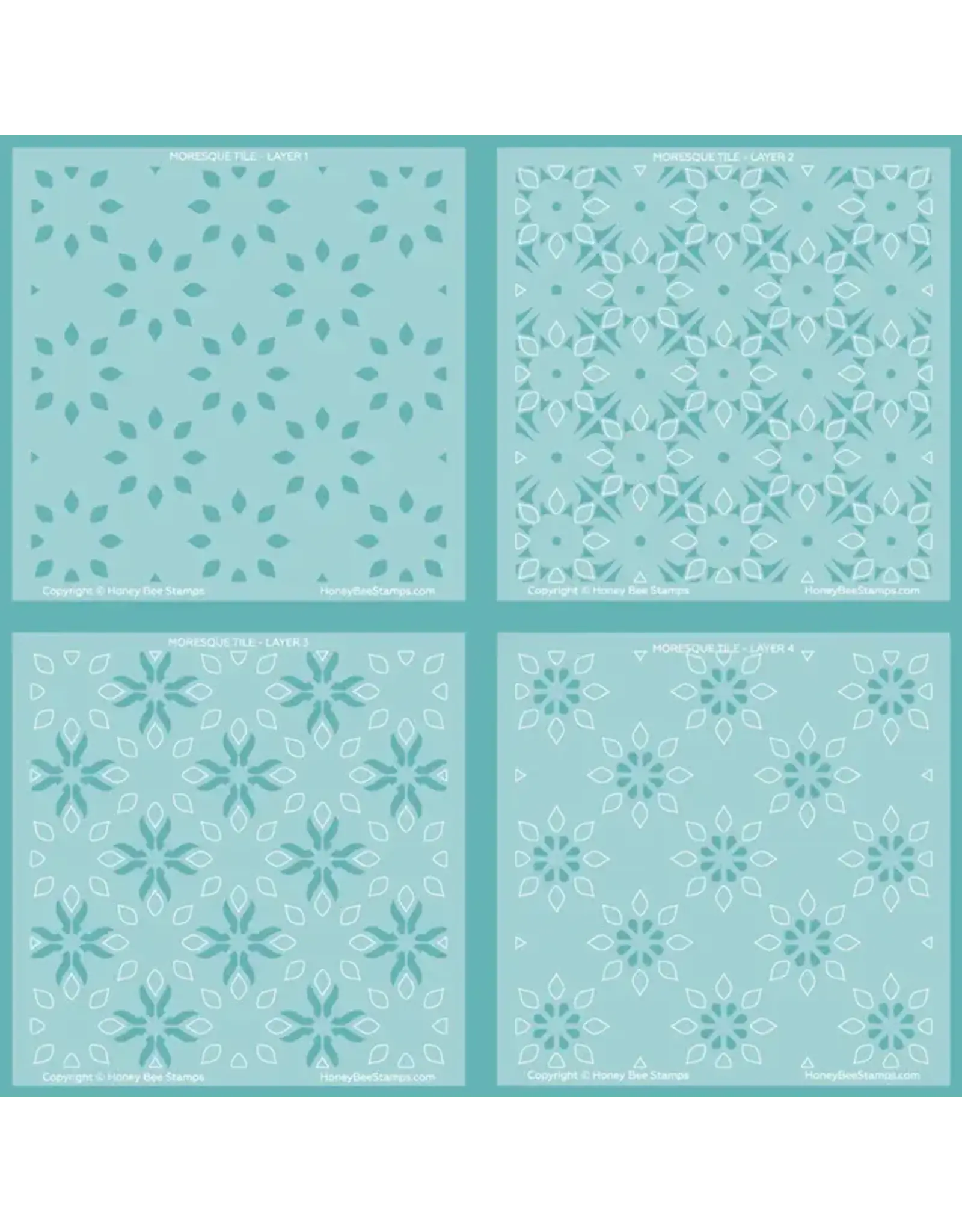 HONEY BEE HONEY BEE STAMPS MORESQUE TILE 6x6 LAYERING STENCIL SET 4/PK