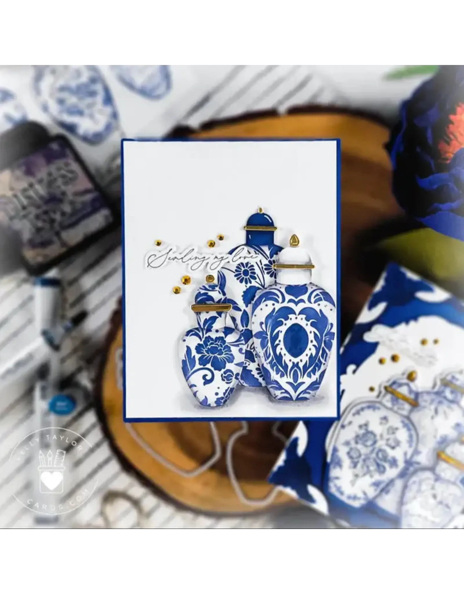 HONEY BEE HONEY BEE STAMPS GINGER JAR DETAILS 6x6 COORDINATING STENCIL SET 2/PK