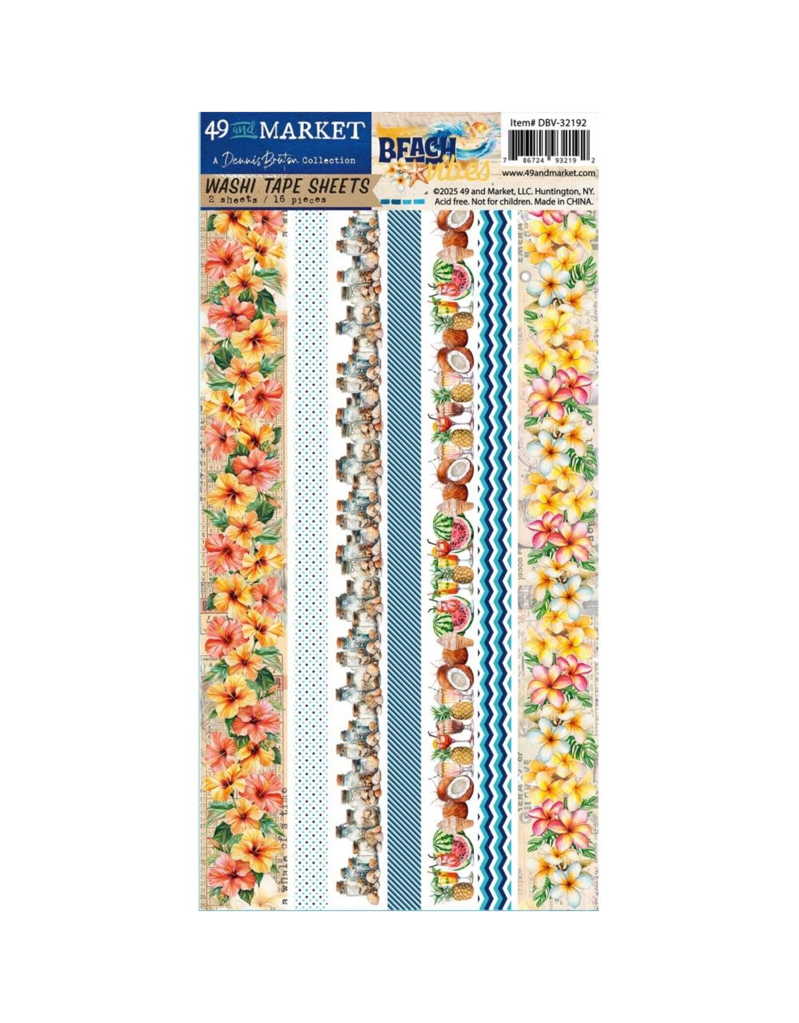 49 AND MARKET 49 AND MARKET BEACH VIBES 6x12 WASHI TAPE SHEETS