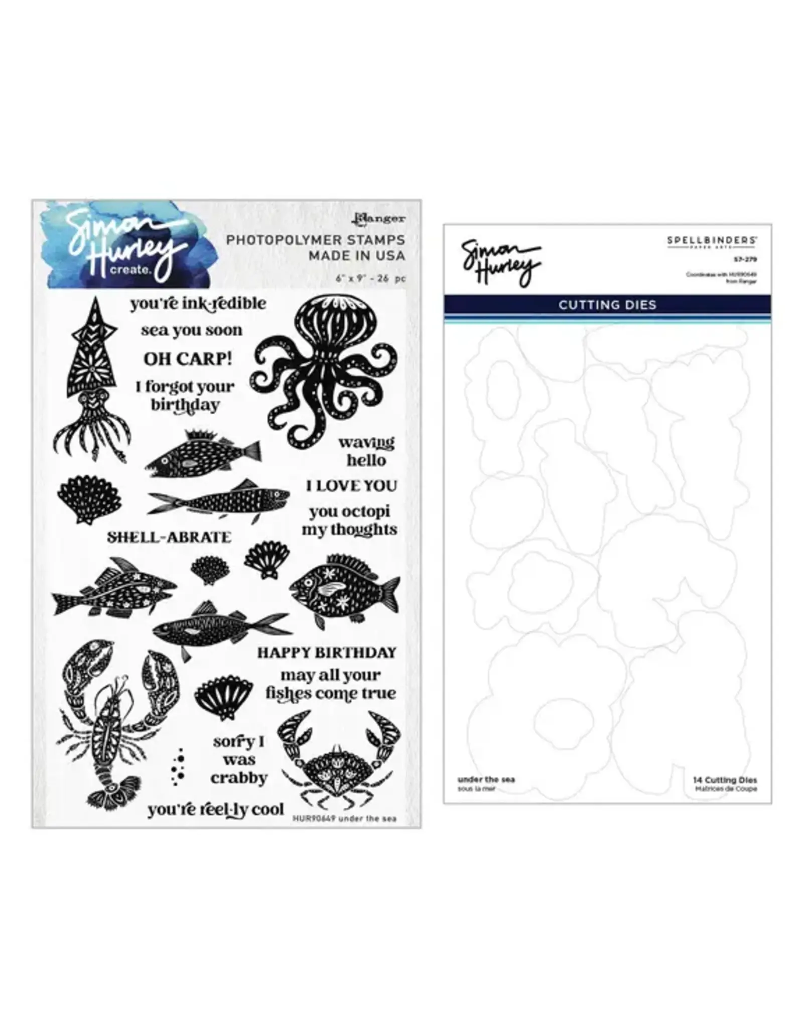 SPELLBINDERS SPELLBINDERS SIMON HURLEY UNDER THE SEA CLEAR STAMP AND DIE BUNDLE