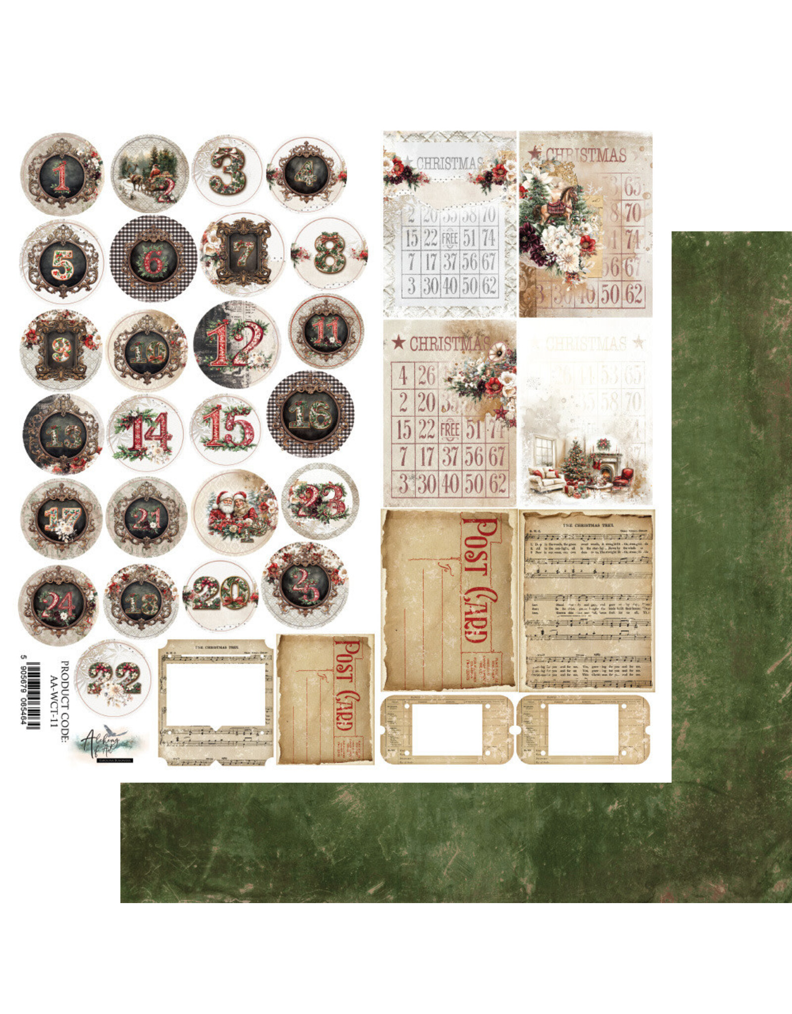 ALCHEMY OF ART ALCHEMY OF ART WONDERFUL CHRISTMAS TIME CALENDAR 12x12 EXTRAS CARDSTOCK