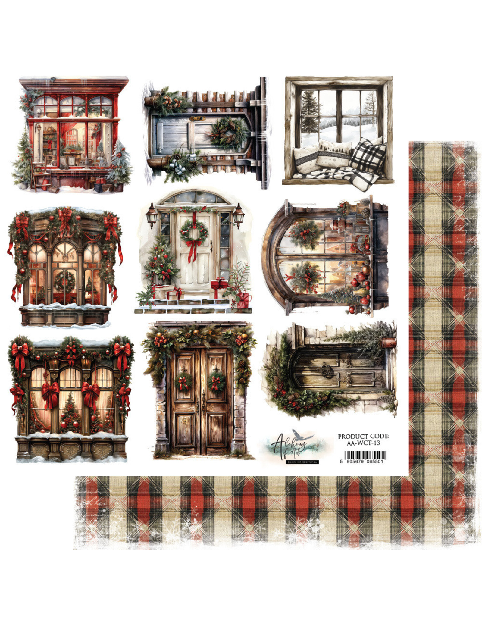 ALCHEMY OF ART ALCHEMY OF ART WONDERFUL CHRISTMAS TIME DOOR & WINDOW 12x12 EXTRAS CARDSTOCK