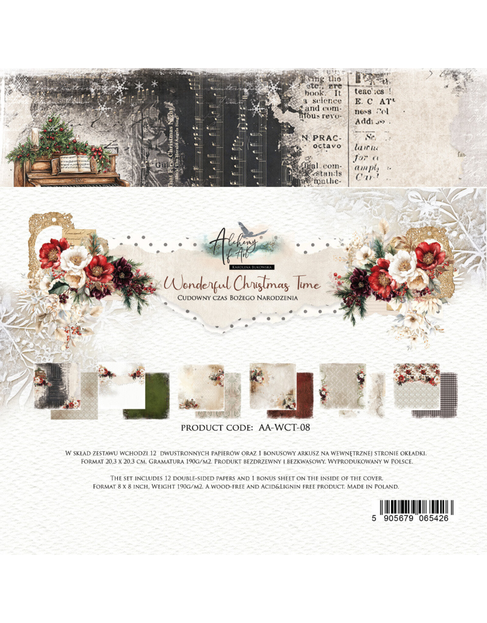 ALCHEMY OF ART ALCHEMY OF ART WONDERFUL CHRISTMAS TIME 8x8 PAPER PACK 12 SHEETS