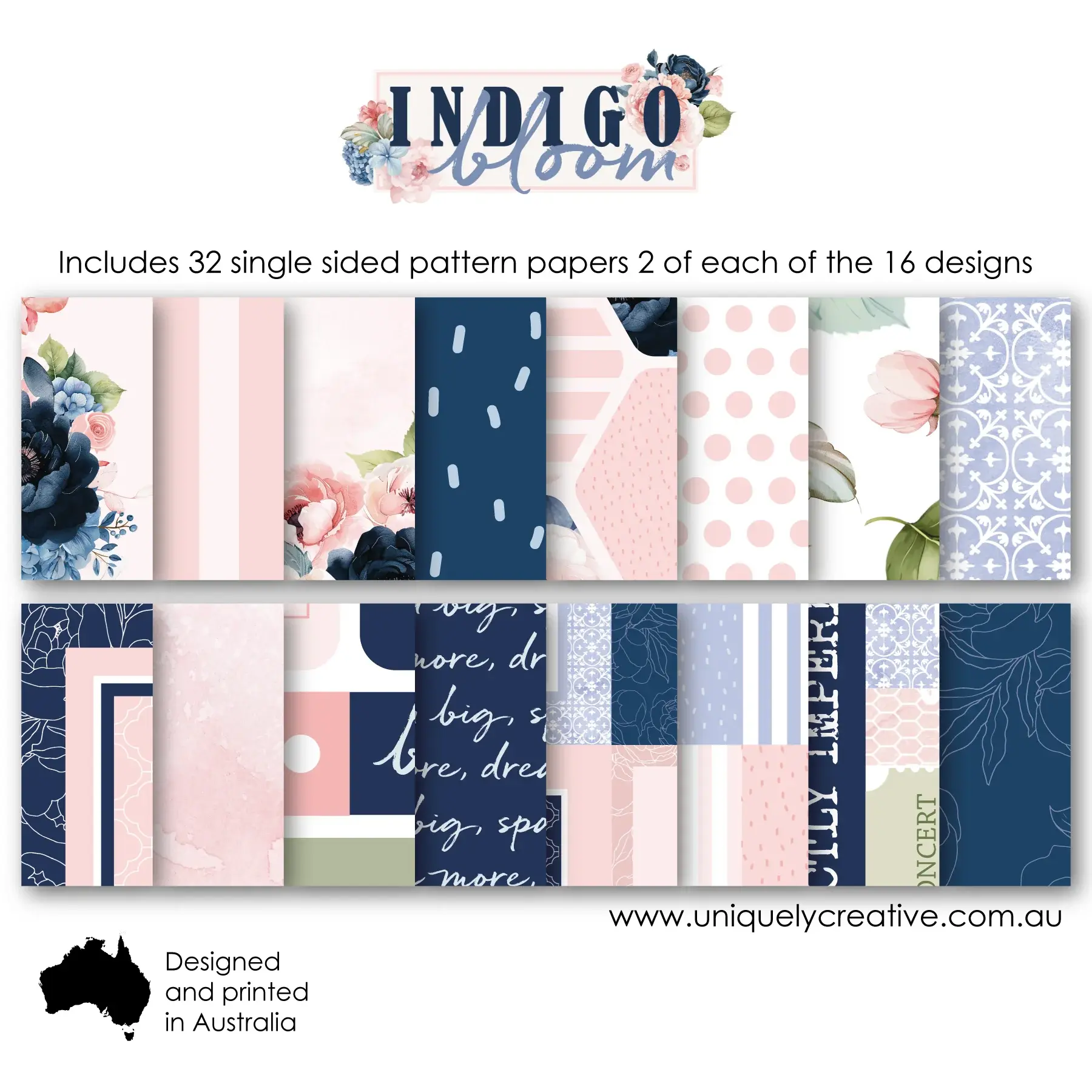 UNIQUELY CREATIVE UNIQUELY CREATIVE INDIGO BLOOM 6x6 COLLECTION PACK