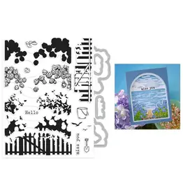 HERO ARTS HERO ARTS SEASIDE BLOOMS COLLECTION COASTAL BLOOMS HEROSCAPE CLEAR STAMP AND DIE SET