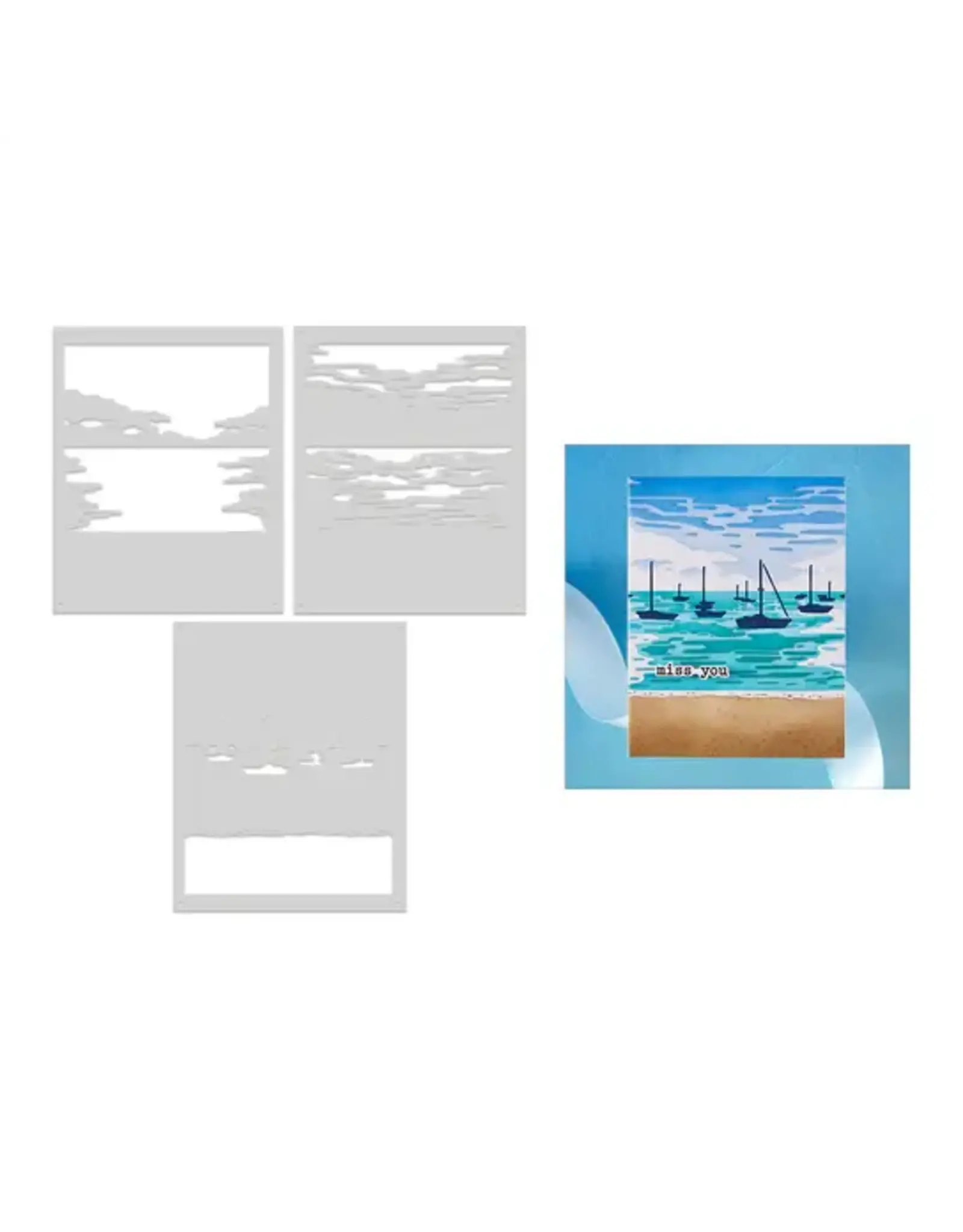 HERO ARTS HERO ARTS SEASIDE BLOOMS COLLECTION COLOR LAYERING HARBOR STENCIL SET