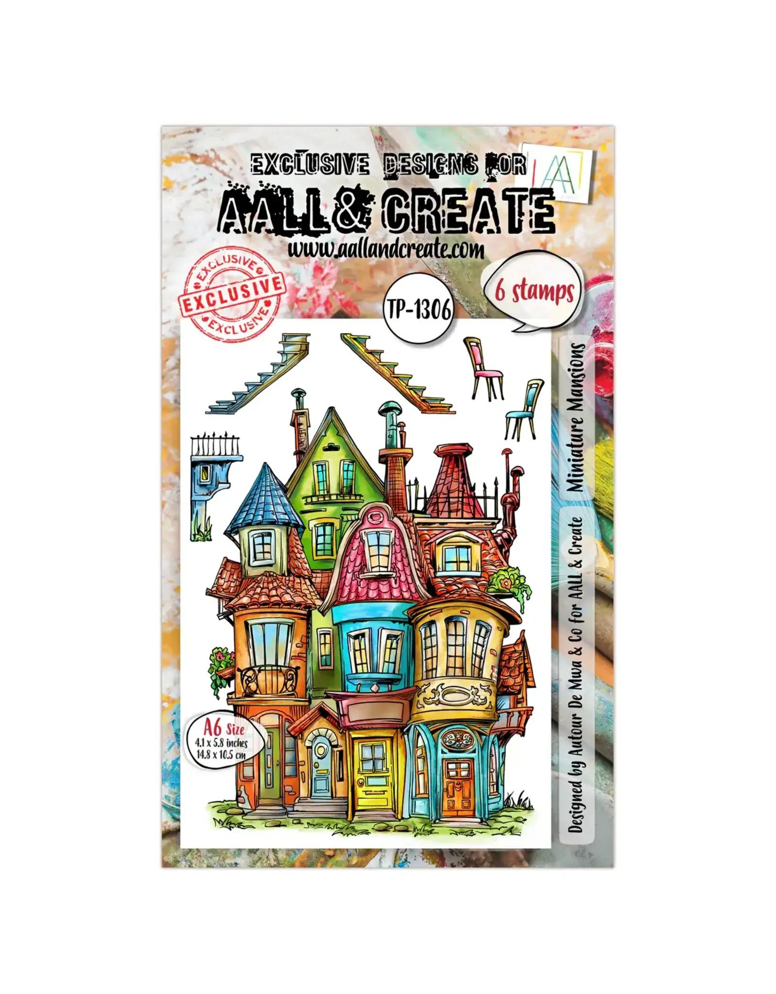 AALL & CREATE AALL & CREATE AUTOUR DE MWA #1306 MINIATURE MANSIONS A6 CLEAR STAMP SET