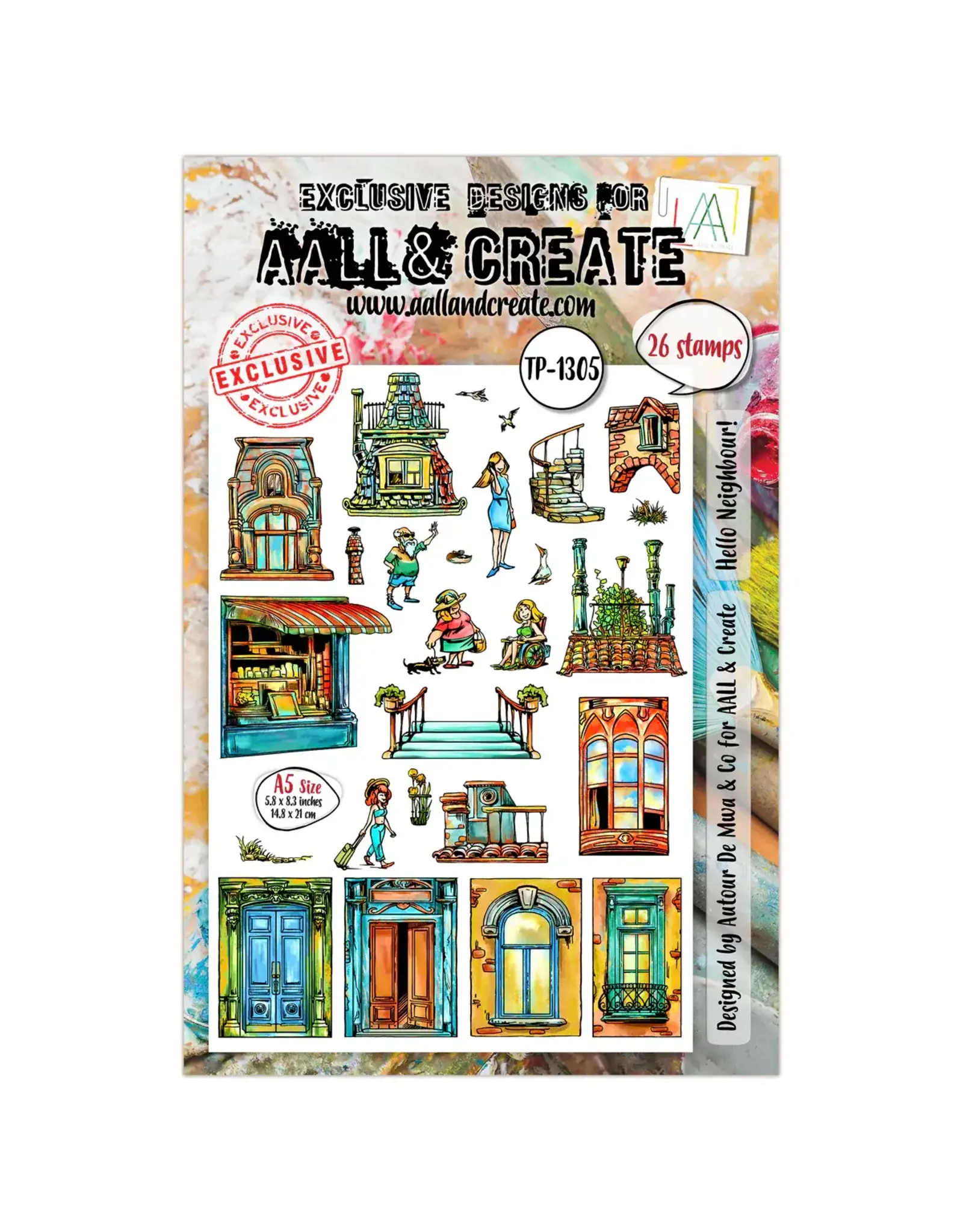 AALL & CREATE AALL & CREATE AUTOUR DE MWA #1305 HELLO NEIGHBOUR! A5 CLEAR STAMP SET