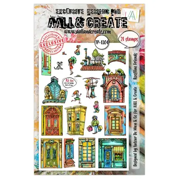 AALL & CREATE AALL & CREATE AUTOUR DE MWA #1304 ROOFLINE FRIENDS A5 CLEAR STAMP SET