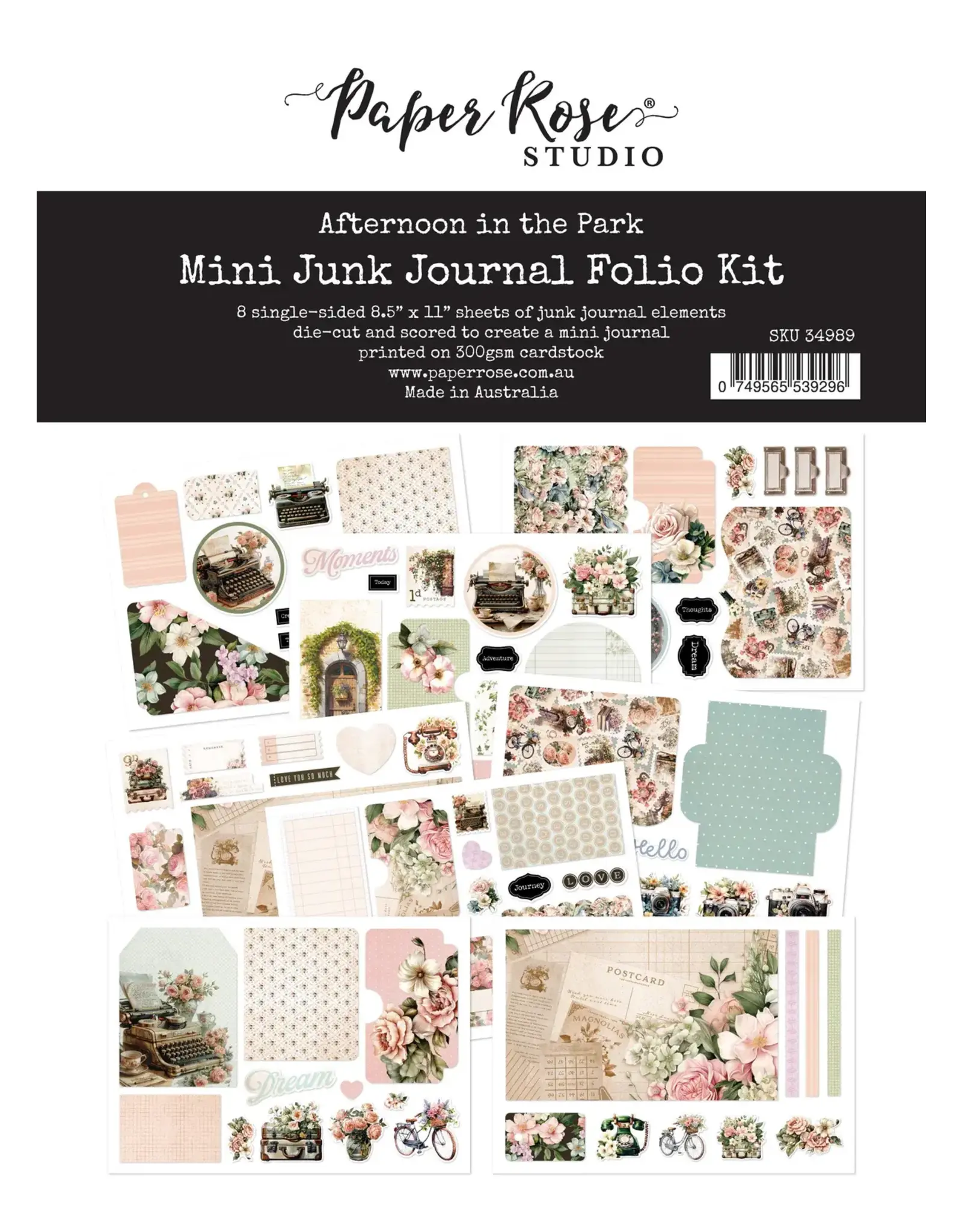PAPER ROSE PAPER ROSE AFTERNOON IN THE PARK 8.5x11 MINI JUNK JOURNAL FOLIO KIT