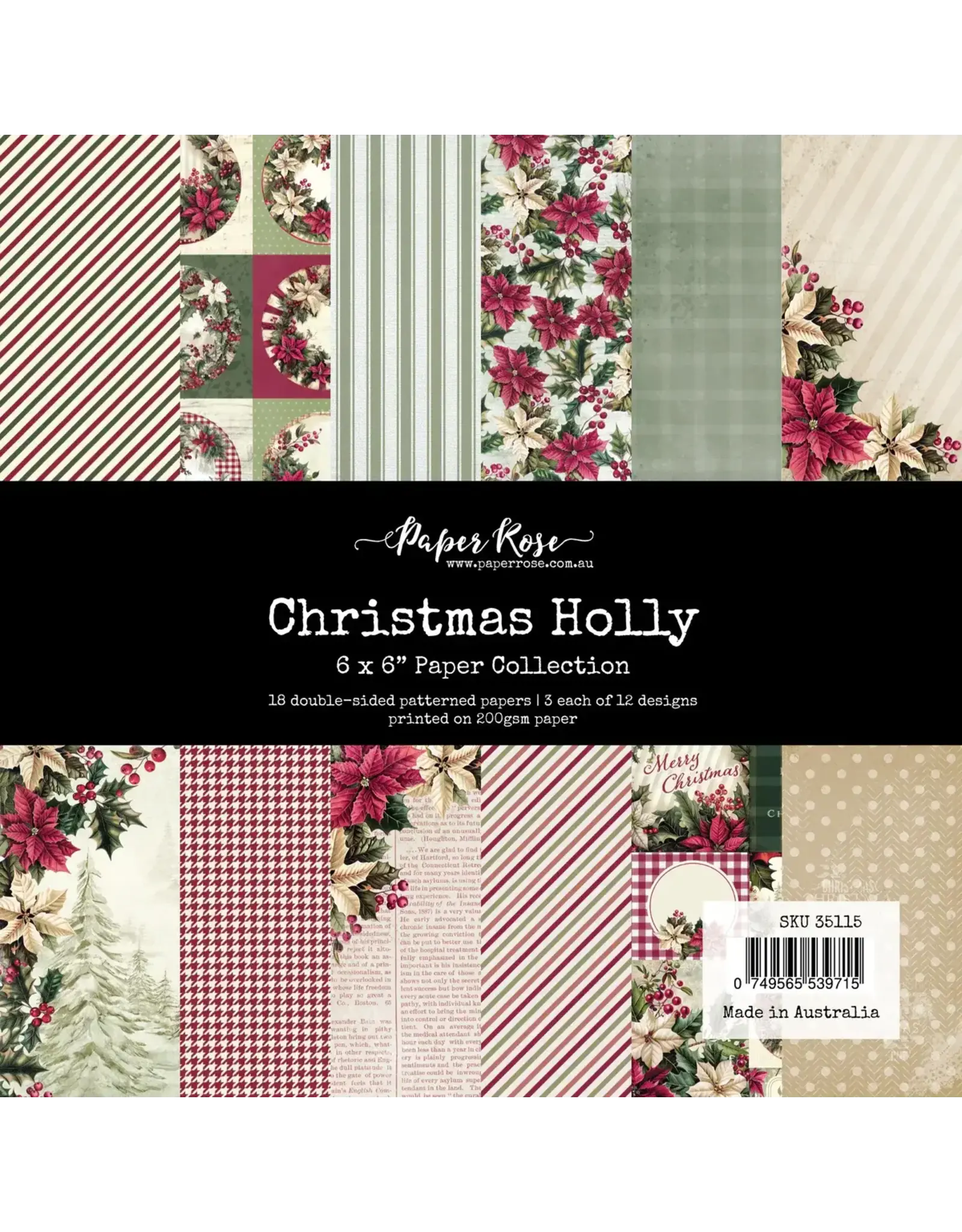 PAPER ROSE PAPER ROSE CHRISTMAS HOLLY 6x6 PAPER COLLECTION