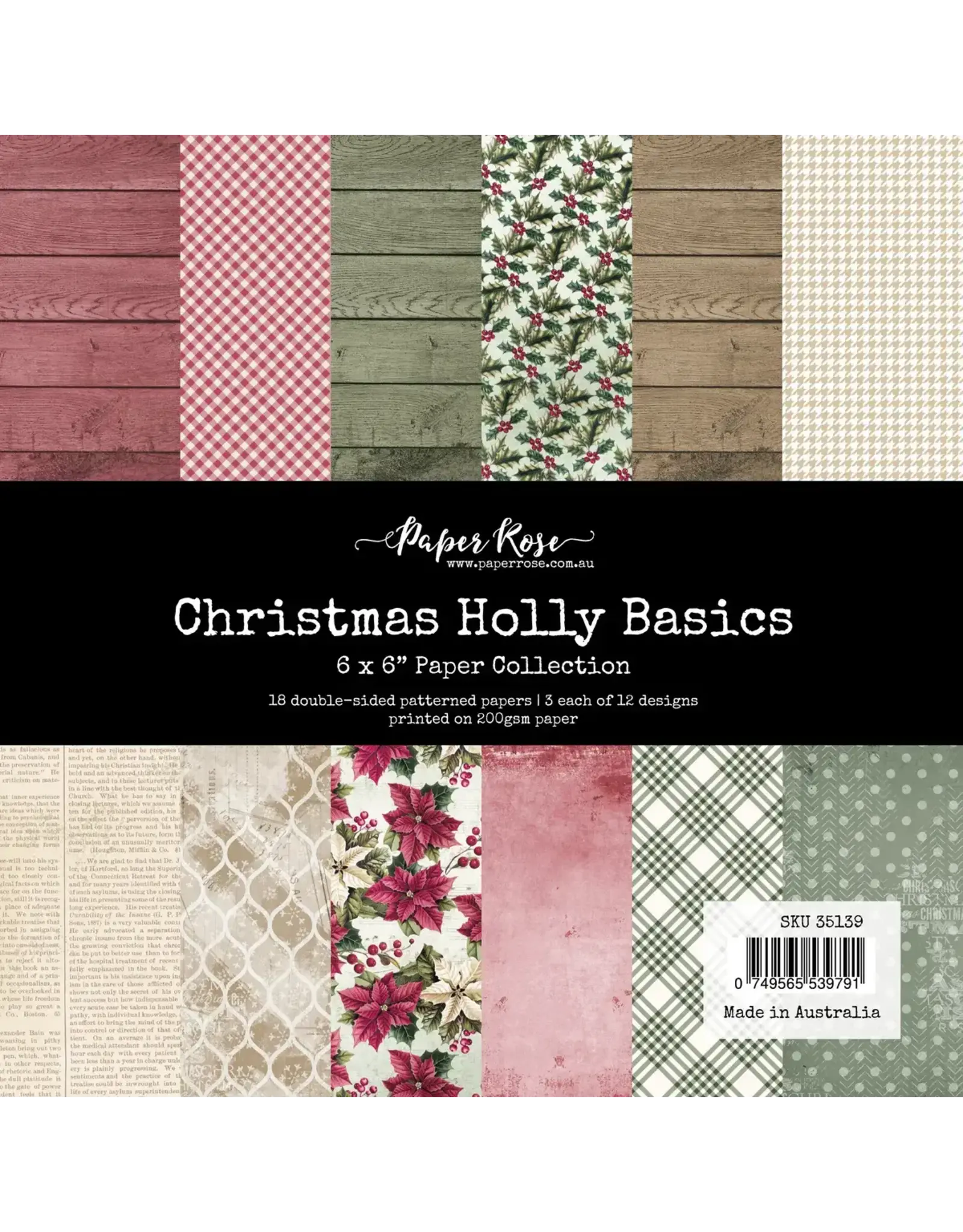 PAPER ROSE PAPER ROSE CHRISTMAS HOLLY 6x6 BASICS PAPER COLLECTION