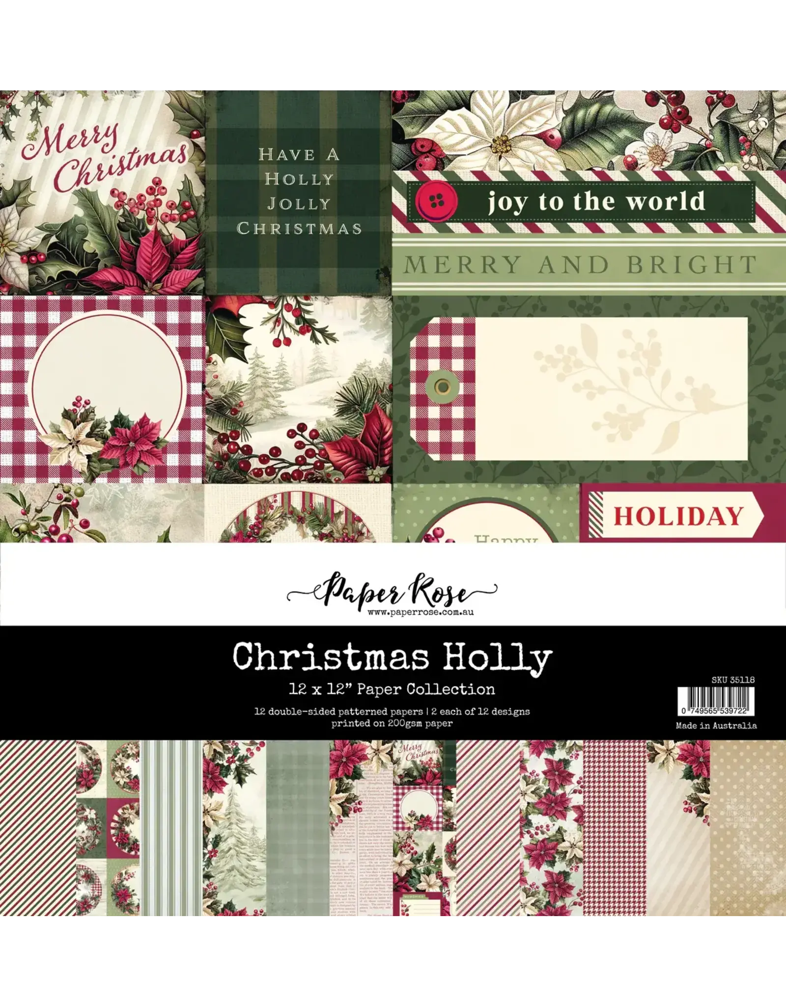 PAPER ROSE PAPER ROSE CHRISTMAS HOLLY 12x12 PAPER COLLECTION