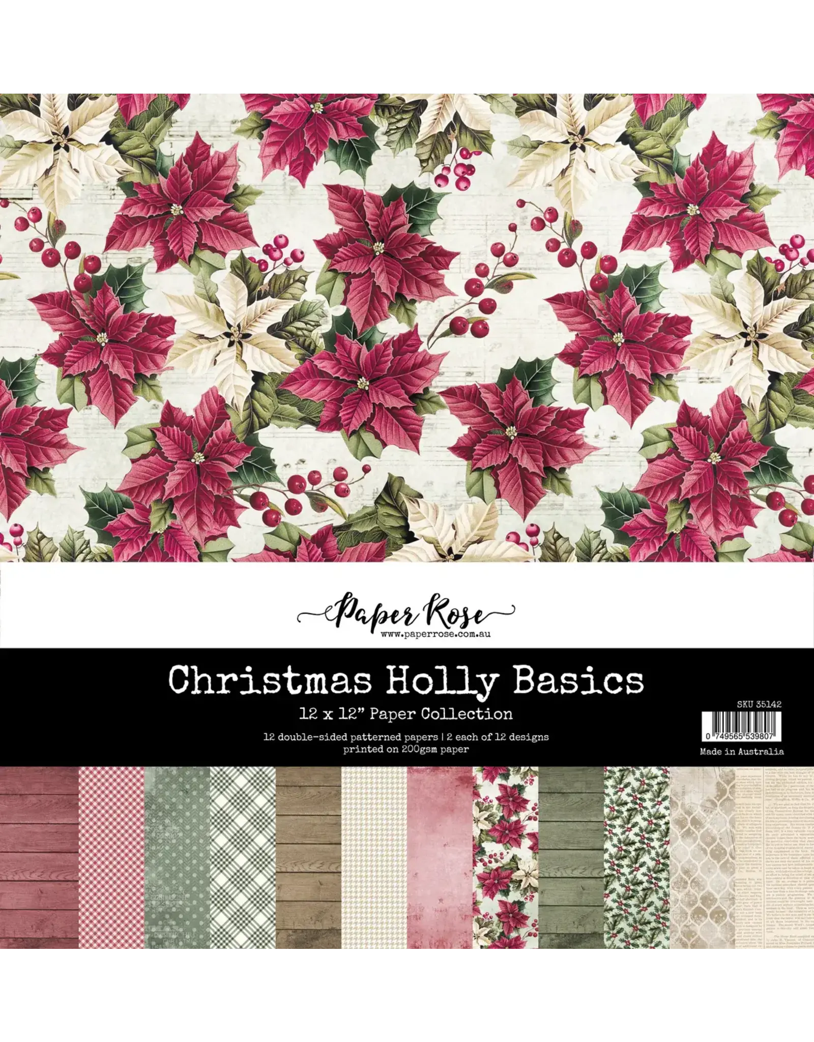 PAPER ROSE PAPER ROSE CHRISTMAS HOLLY 12x12 BASICS PAPER COLLECTION