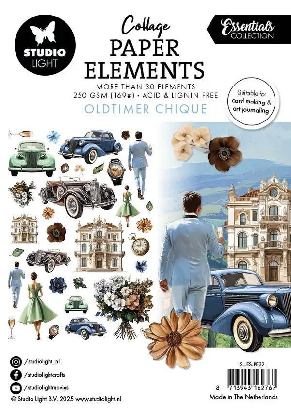STUDIOLIGHT STUDIOLIGHT ESSENTIALS COLLECTION OLDTIMER CHIQUE PAPER ELEMENTS