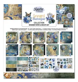 3QUARTER DESIGNS 3QUARTER DESIGNS GRUNGED BAROQUE 12x12 DESIGNER PAPER & DIECUTS SET