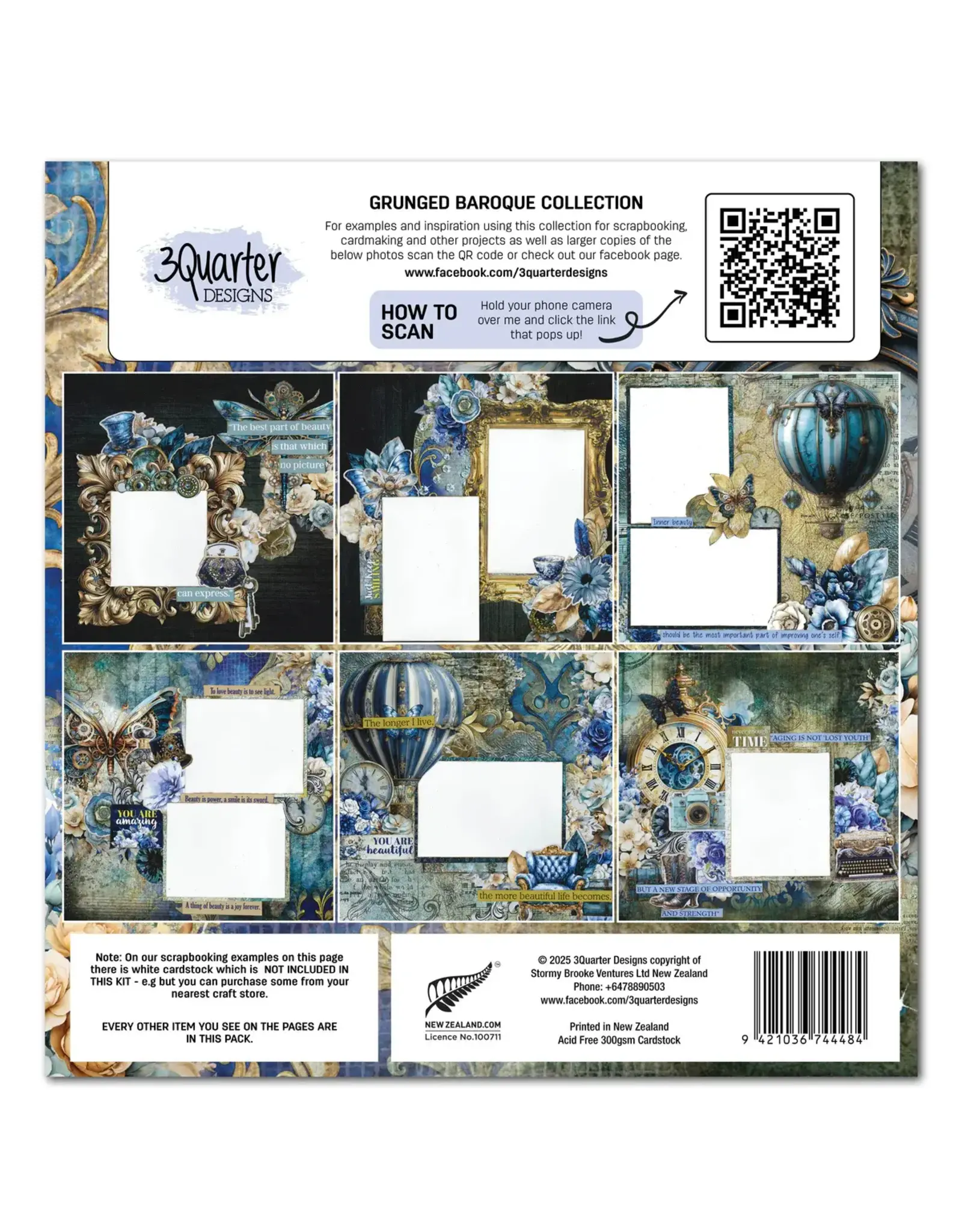 3QUARTER DESIGNS 3QUARTER DESIGNS GRUNGED BAROQUE 12x12 DESIGNER PAPER & DIECUTS SET