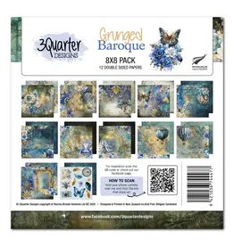 3QUARTER DESIGNS 3QUARTER DESIGNS GRUNGED BAROQUE 8x8 PAPER PACK 12 SHEETS