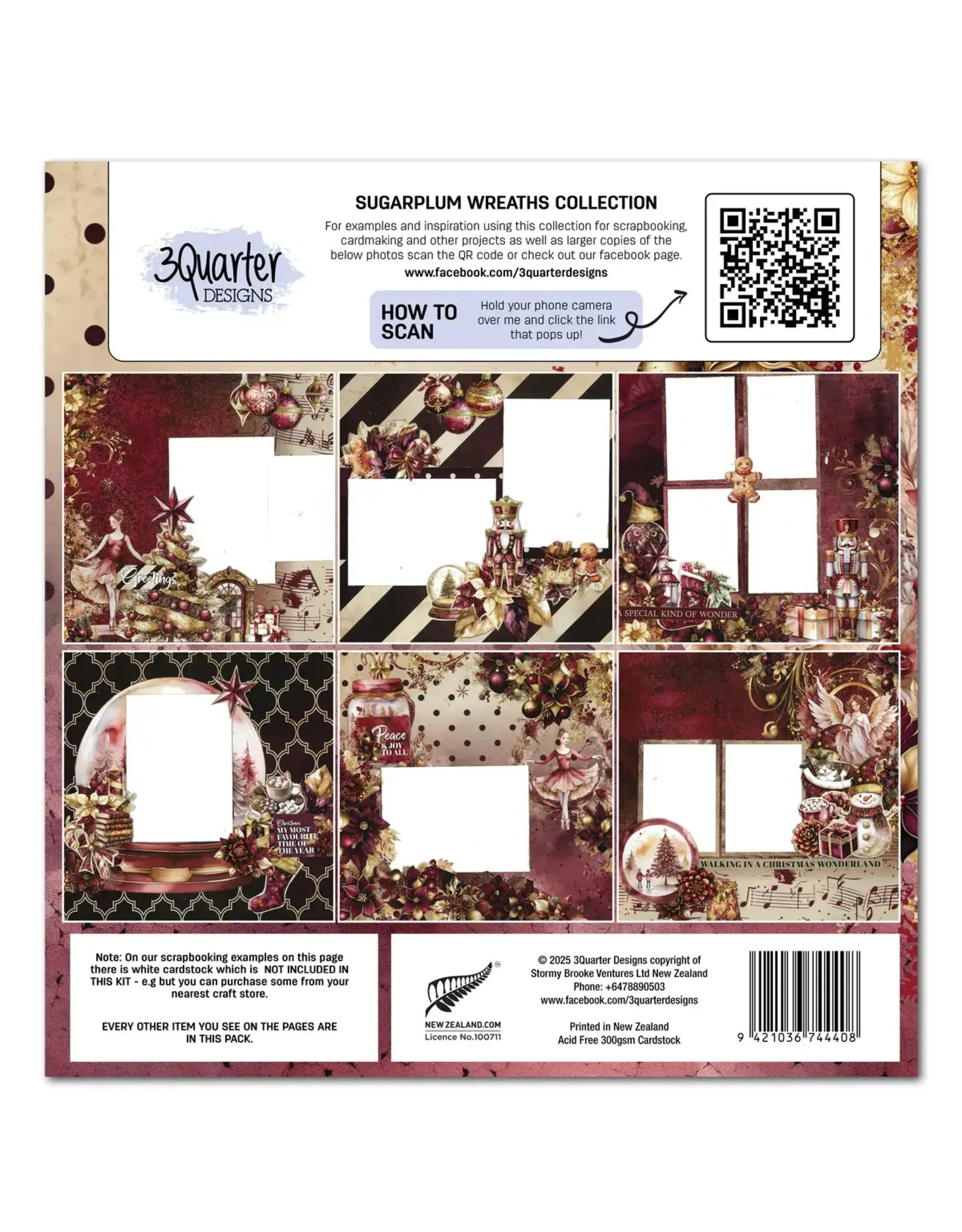 3QUARTER DESIGNS 3QUARTER DESIGNS SUGARPLUM WREATH 12x12 DESIGNER PAPER & DIECUTS SET