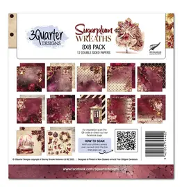 3QUARTER DESIGNS 3QUARTER DESIGNS SUGARPLUM WREATH 8x8 PAPER PACK 12 SHEETS