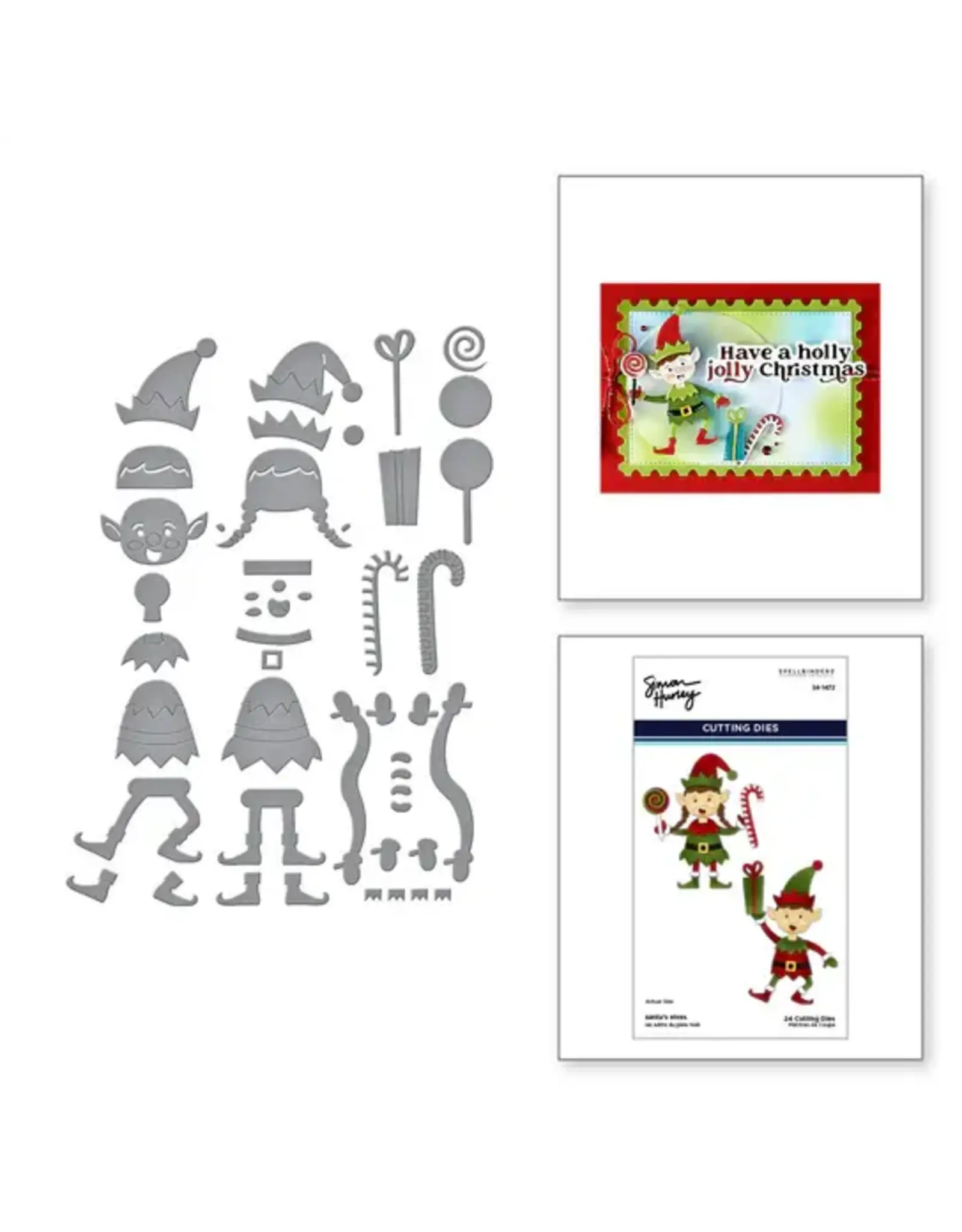 SPELLBINDERS SPELLBINDERS SIMON HURLEY NORTH POLE FRIENDS COLLECTION SANTA'S ELVES ETCHED DIE SET