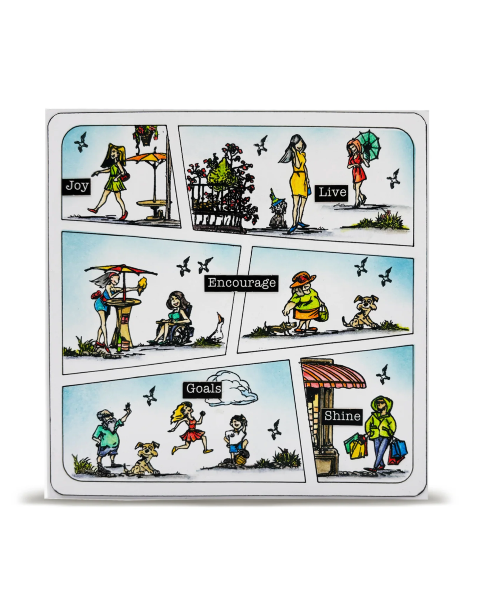 AALL & CREATE AALL & CREATE AUTOUR DE MWA #1304 ROOFLINE FRIENDS A5 CLEAR STAMP SET