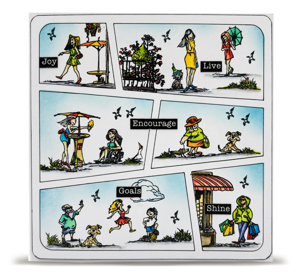 AALL & CREATE AALL & CREATE AUTOUR DE MWA #1304 ROOFLINE FRIENDS A5 CLEAR STAMP SET