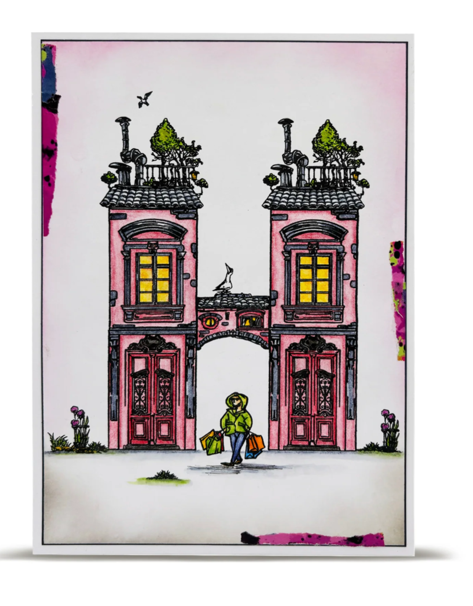 AALL & CREATE AALL & CREATE AUTOUR DE MWA #1304 ROOFLINE FRIENDS A5 CLEAR STAMP SET