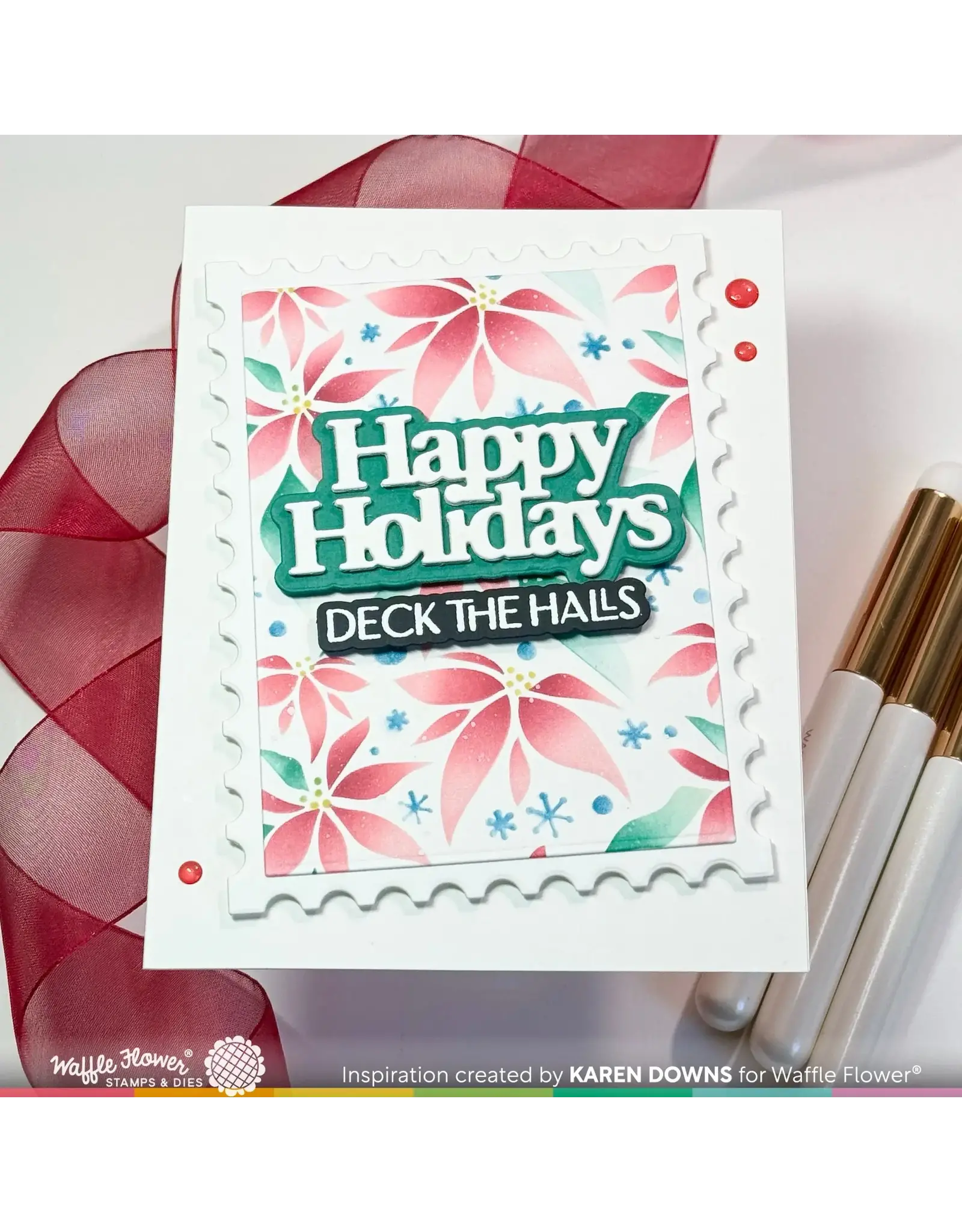 WAFFLE FLOWER WAFFLE FLOWER POINSETTIA  BACKGROUND STENCIL SET 2/PK