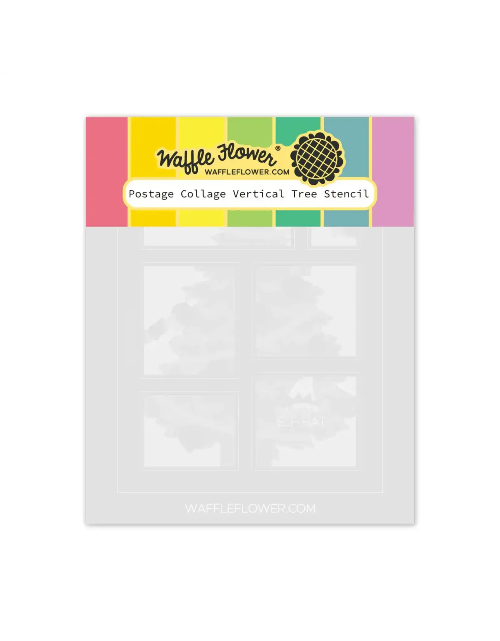 WAFFLE FLOWER WAFFLE FLOWER POSTAGE COLLAGE VERTICAL TREE STENCIL SET