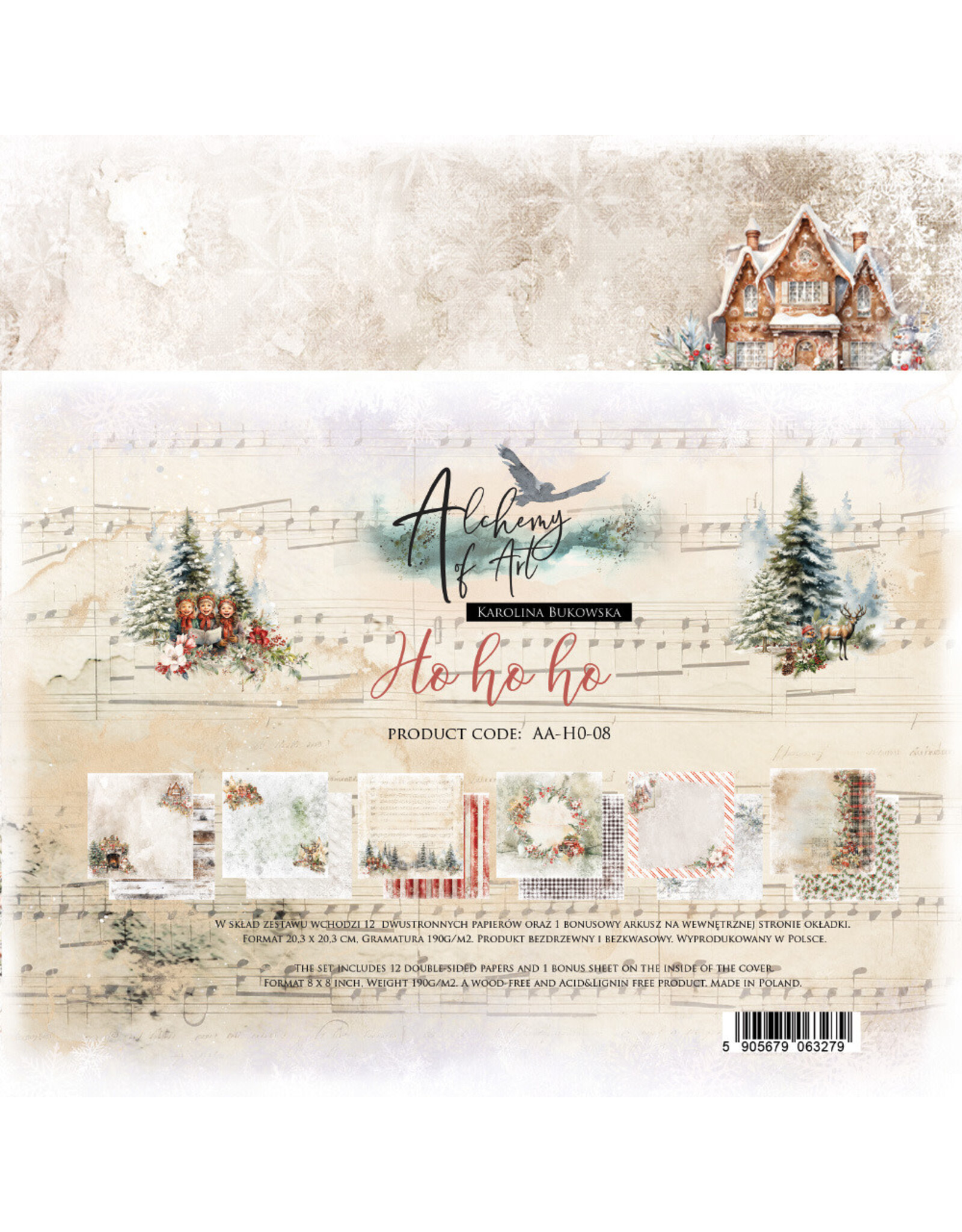 ALCHEMY OF ART ALCHEMY OF ART HO HO HO 8x8 PAPER PACK 12 SHEETS