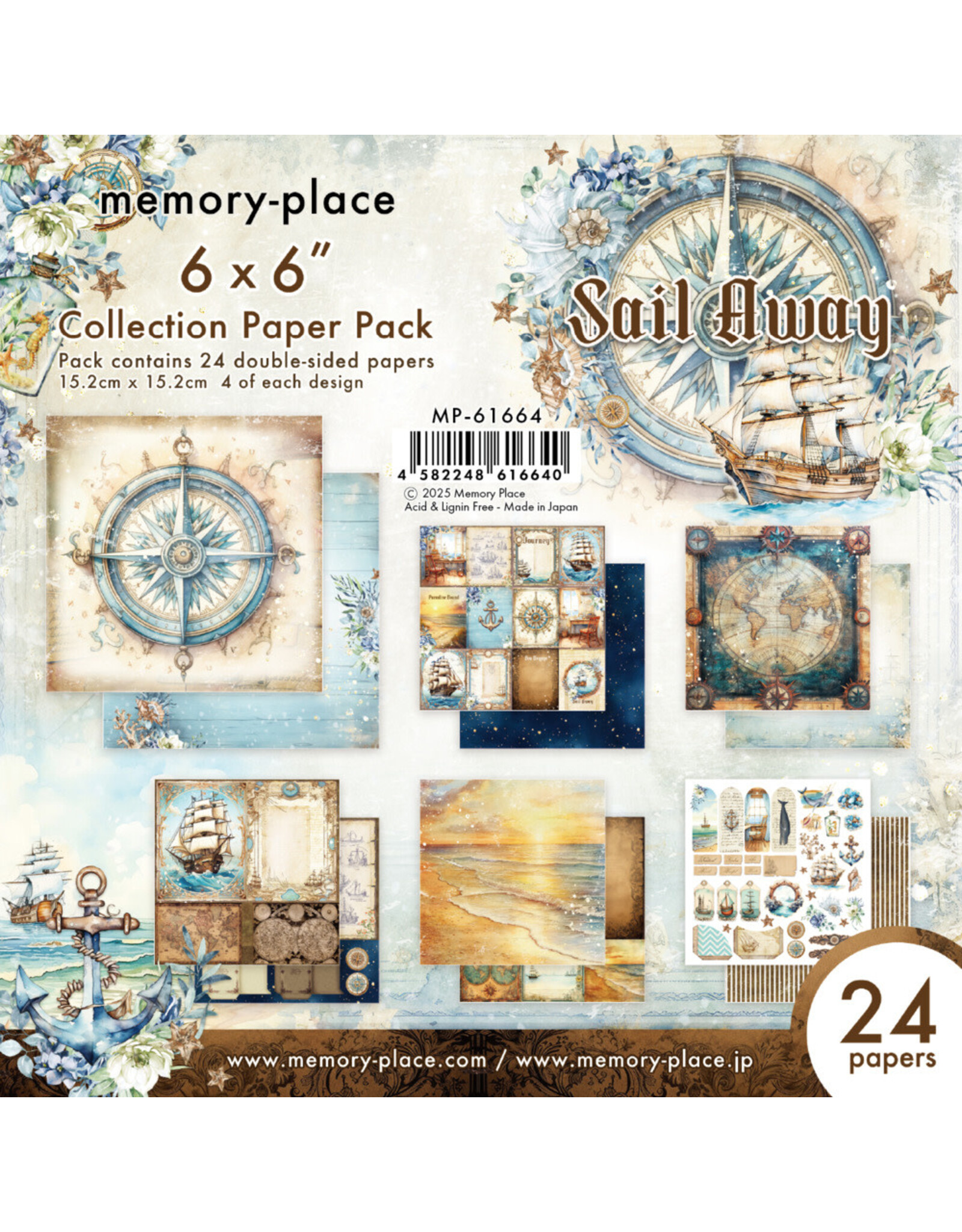 MEMORY-PLACE MEMORY-PLACE SAIL AWAY 6x6 COLLECTION PACK 24 SHEETS