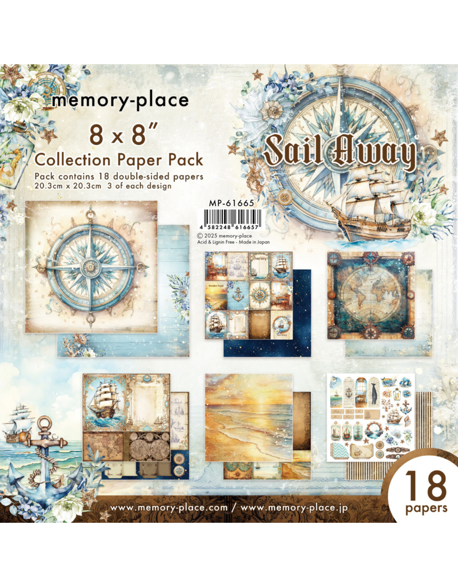 MEMORY-PLACE MEMORY-PLACE SAIL AWAY 8x8 COLLECTION PACK 18 SHEETS