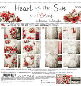 CRAFT O'CLOCK CRAFT O'CLOCK HEART OF THE SUN 8x8 MIX PAPER PAD 24 SHEETS