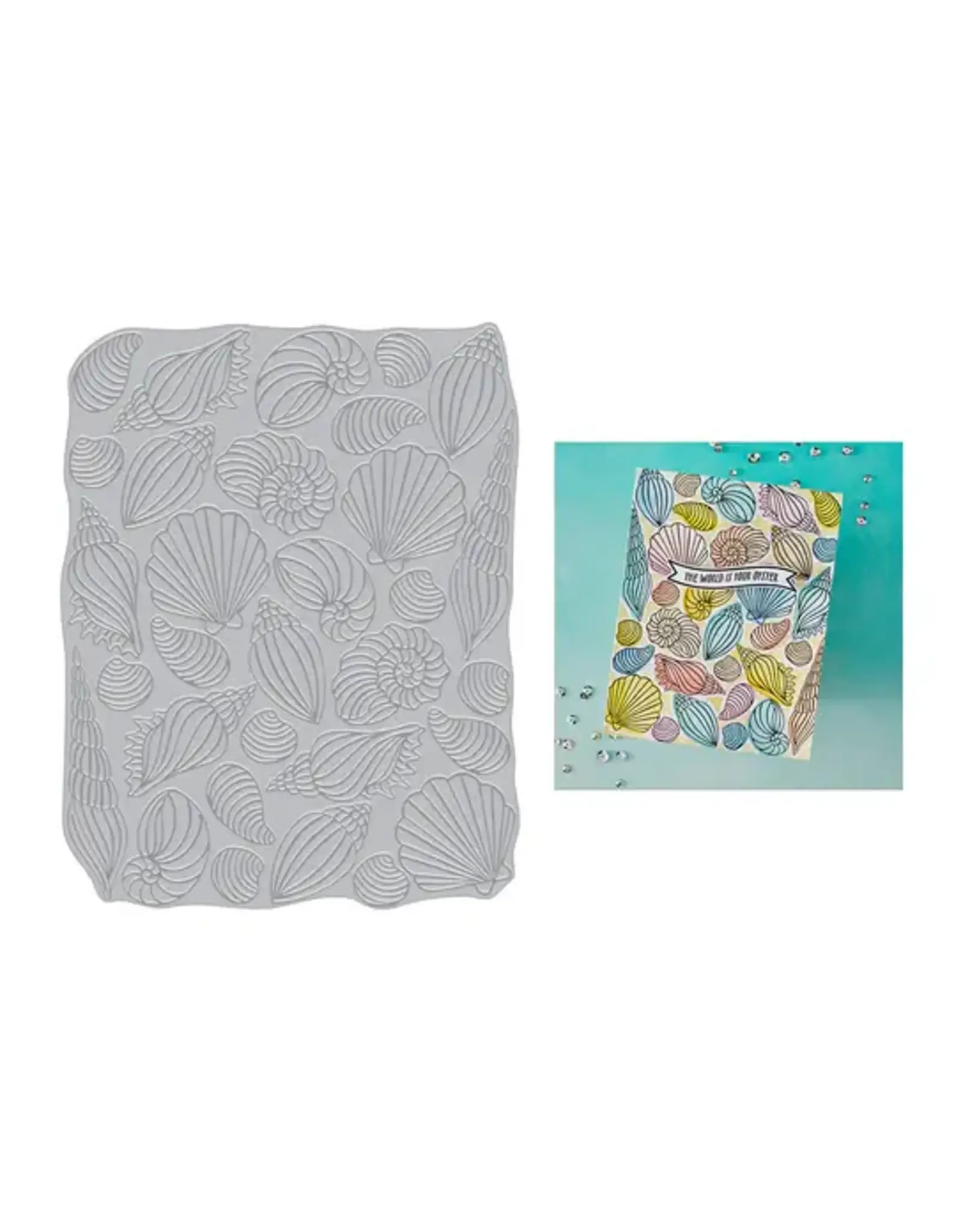 HERO ARTS HERO ARTS SUMMER BY THE SHORE COLLECTION SCATTERED SHELLS LETTERPRESS + FOIL PLATE