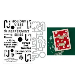 HERO ARTS HERO ARTS CANDY CANE SEASON COLLECTION A LITTLE MERRI-MENT CLEAR STAMP AND DIE SET