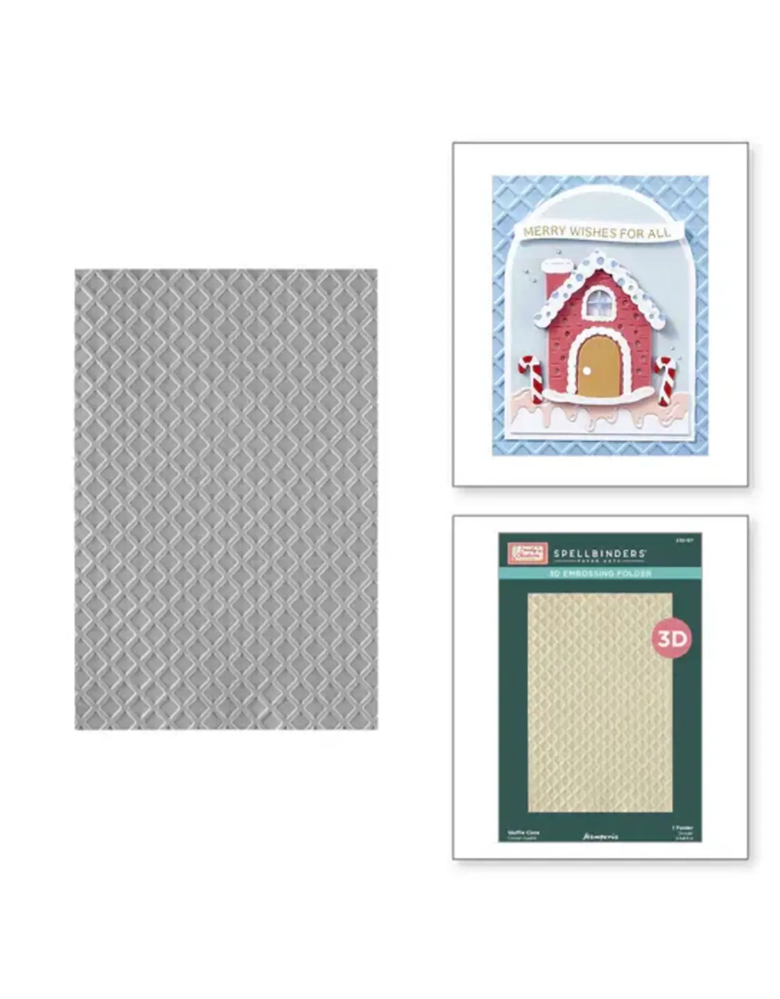 SPELLBINDERS SPELLBINDERS STAMPERIA CANDY CHRISTMAS COLLECTION WAFFLE CONE 3D EMBOSSING FOLDER