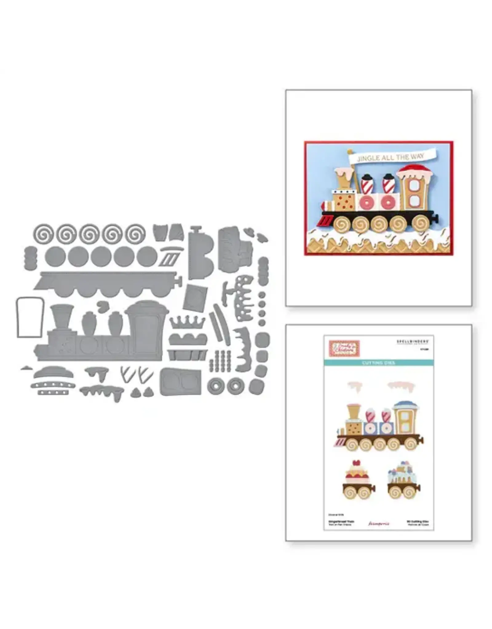 SPELLBINDERS SPELLBINDERS STAMPERIA CANDY CHRISTMAS COLLECTION GINGERBREAD TRAIN ETCHED DIE SET