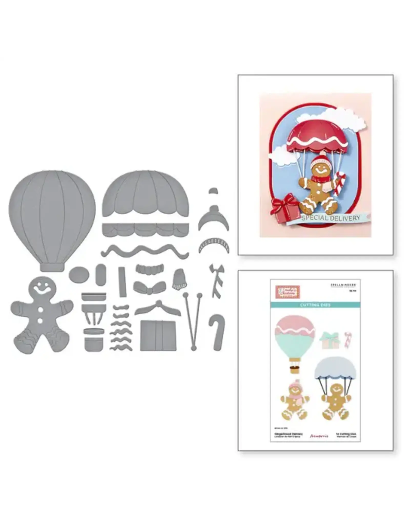 SPELLBINDERS SPELLBINDERS STAMPERIA CANDY CHRISTMAS COLLECTION GINGERBREAD DELIVERY ETCHED DIE SET