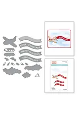 SPELLBINDERS SPELLBINDERS STAMPERIA CANDY CHRISTMAS COLLECTION GINGERBREAD PLANE & BANNERS ETCHED DIE SET