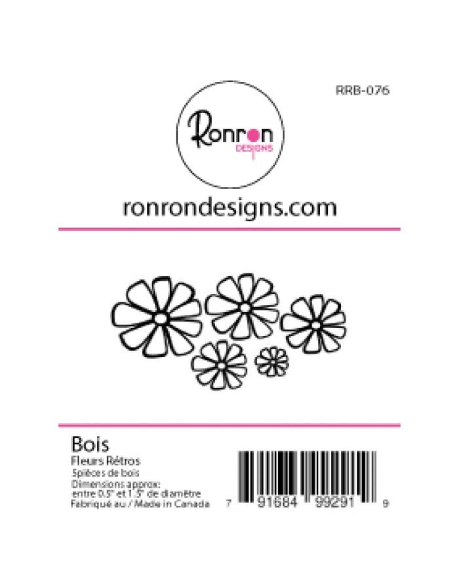 RONRON DESIGNS RONRON DESIGNS FLEURS RÉTROS WOOD PIECES