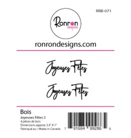 RONRON DESIGNS RONRON DESIGNS JOYEUSES FÊTES 3 WOOD PIECES