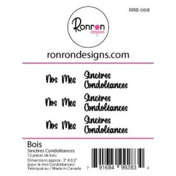RONRON DESIGNS RONRON DESIGNS SINCÈRES CONDOLÉANCES 2 WOOD PIECES